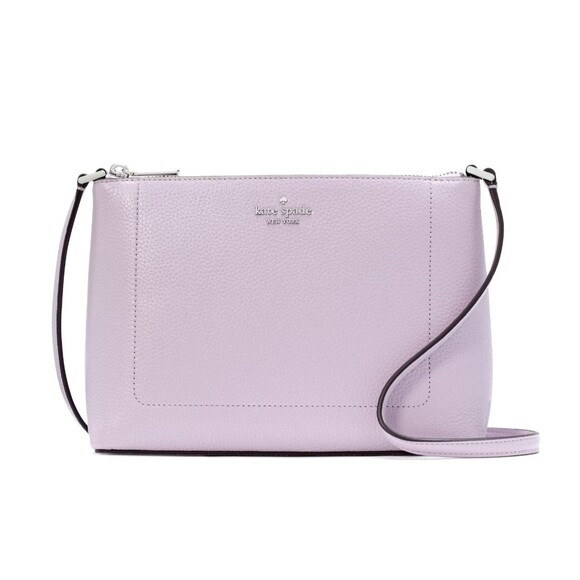 New Kate Spade Leila Crossbody Pebble Leather Violet Mist - Picture 1 of 5
